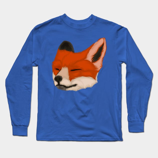 fox head sleeping Long Sleeve T-Shirt by Mako Design 